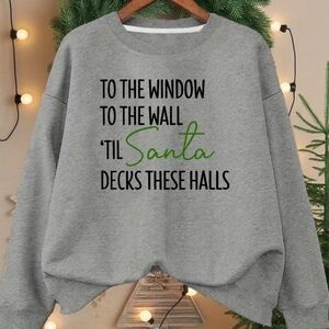 Gray Holiday Sweatshirt with Festive Print